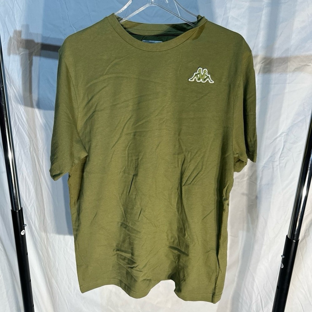 Kappa Logo Caferok Olive Green White Logo Short Sleeve T-Shirt NWT Large